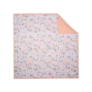 100% Premium Cotton 4/6  Layered Baby Muslin Blanket Butterfly Print - Peach - (43x43 Inches)