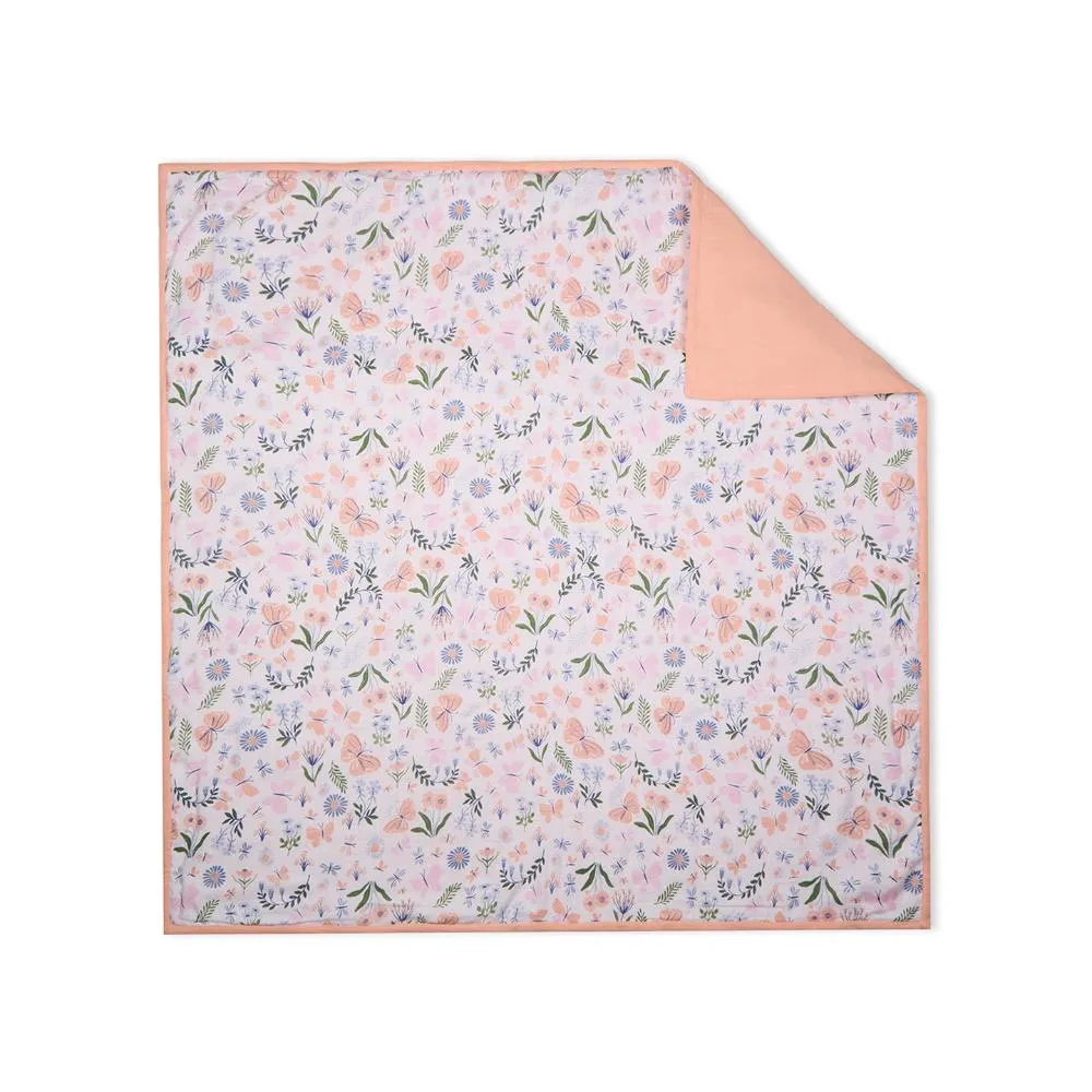 100% Premium Cotton 4/6  Layered Baby Muslin Blanket Butterfly Print - Peach - (43x43 Inches)