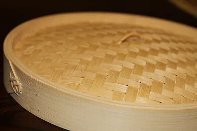 12" Bamboo Steamer Set | 2 Steamer Baskets with Lid | Premium Dumpling Steamer