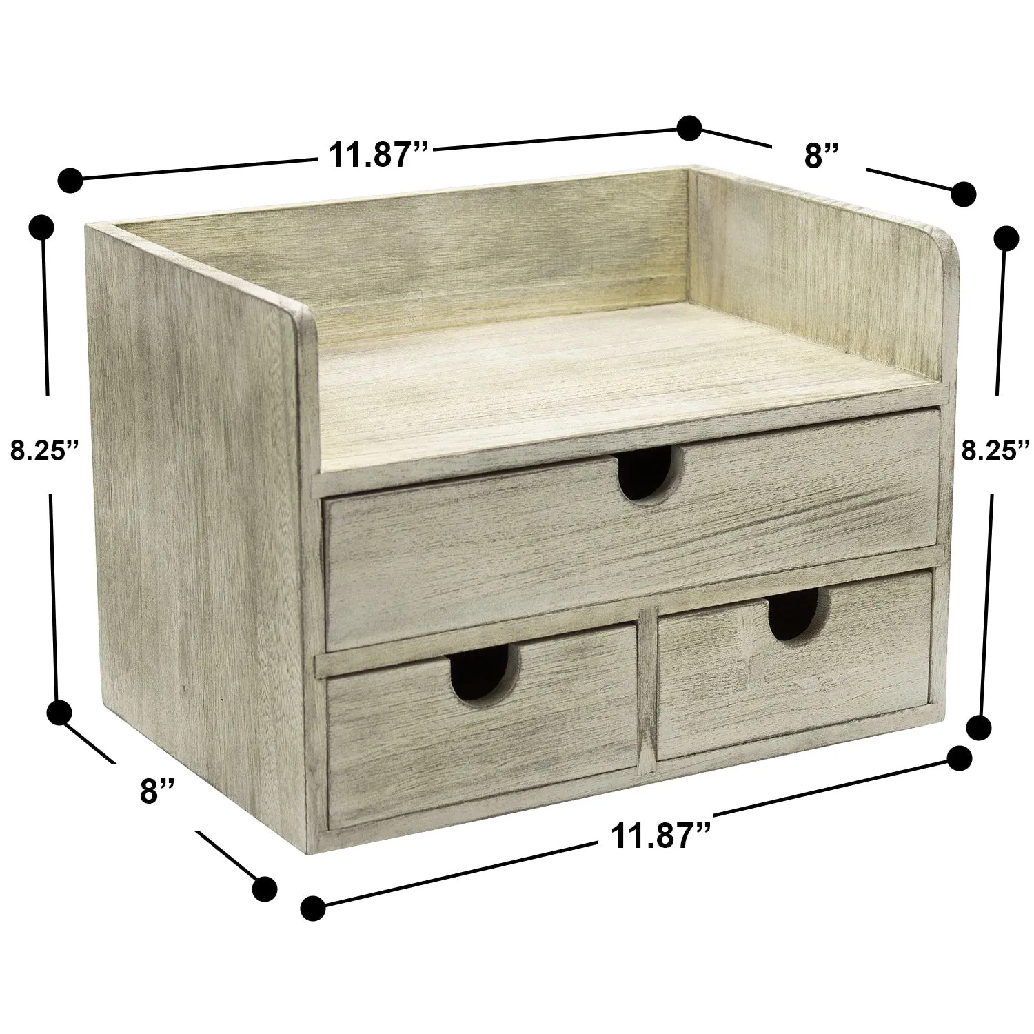 3 Drawer Rustic Desktop Organizer