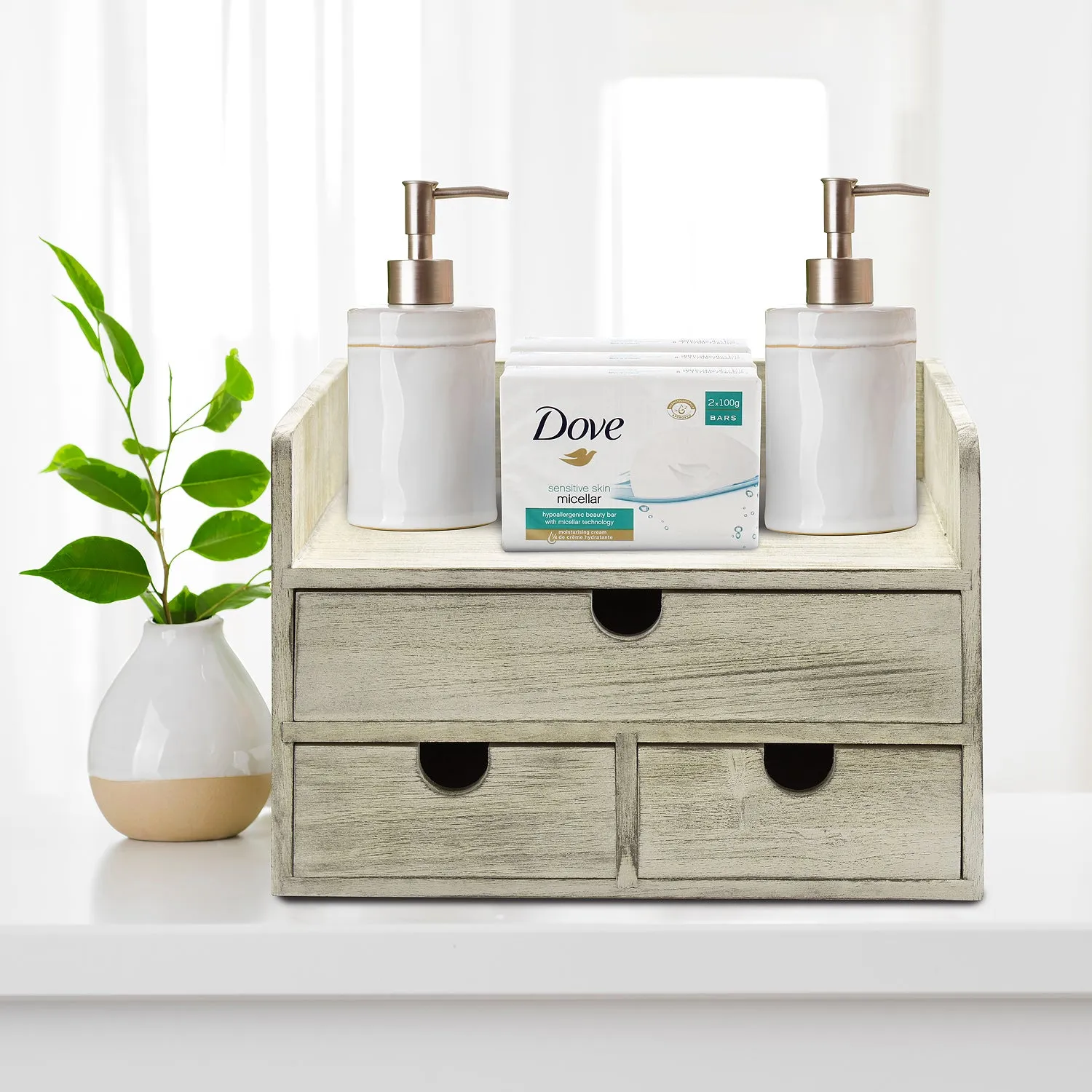 3 Drawer Rustic Desktop Organizer