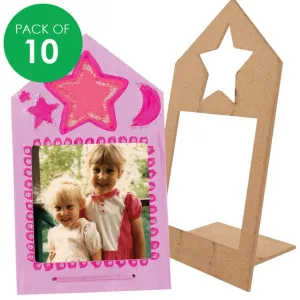 3D Wooden Star Cutout Frames - Pack of 10