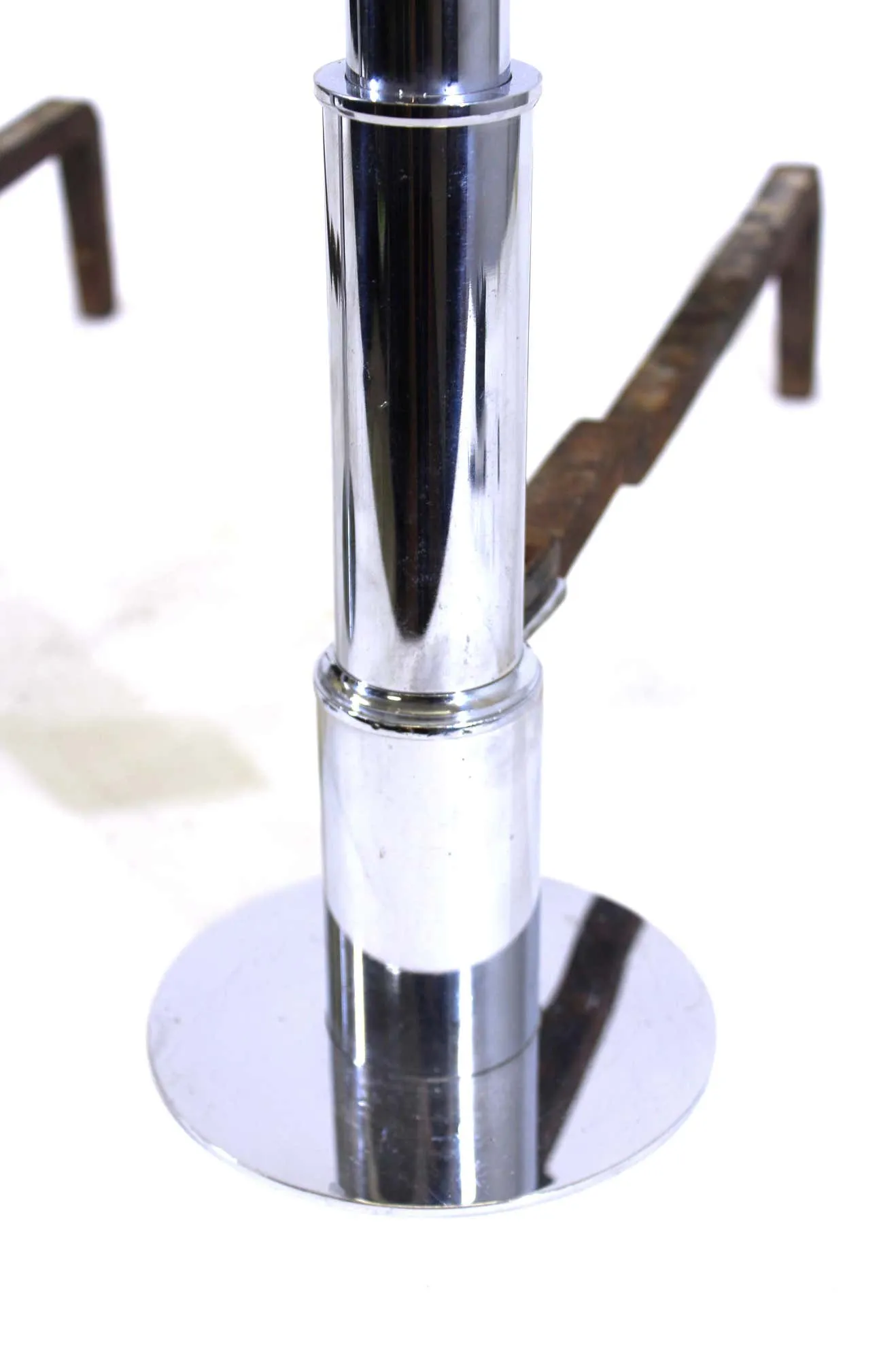 American Art Deco Chromed Metal 'Skyscraper Style' Andirons
