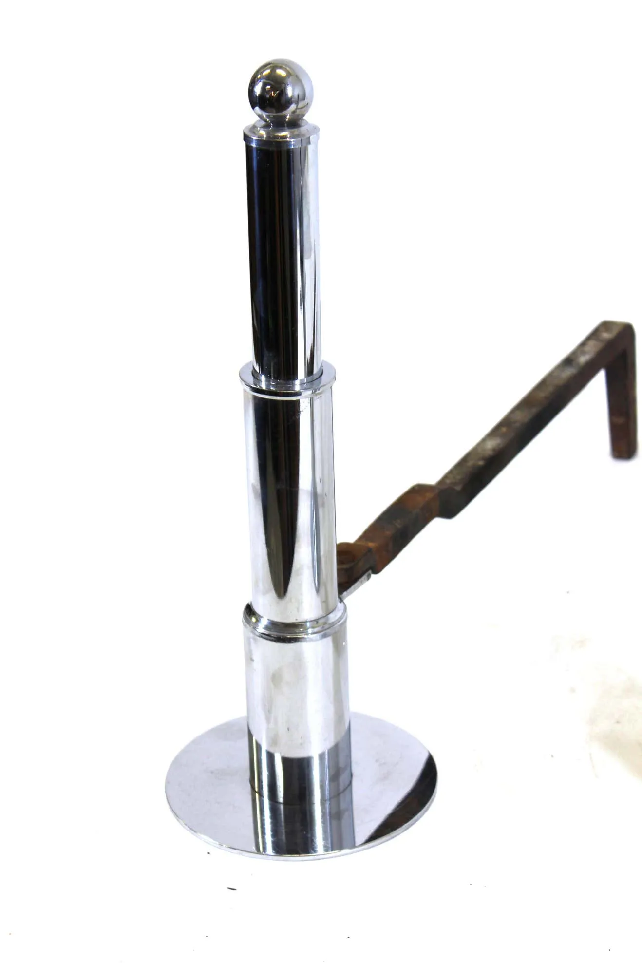 American Art Deco Chromed Metal 'Skyscraper Style' Andirons