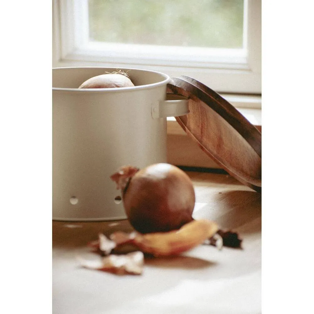 Aria Rustic Vegetable Storage Container Metal and Acacia