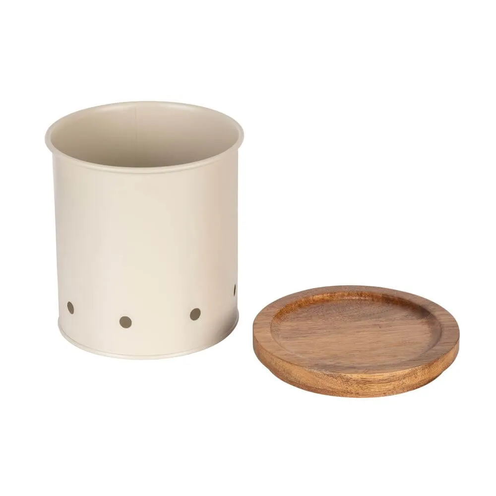 Aria Rustic Vegetable Storage Container Metal and Acacia
