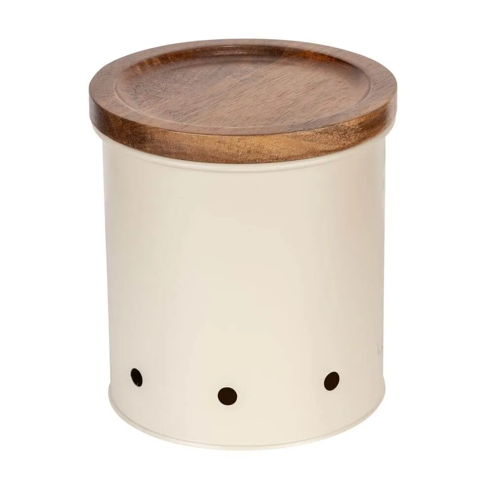 Aria Rustic Vegetable Storage Container Metal and Acacia