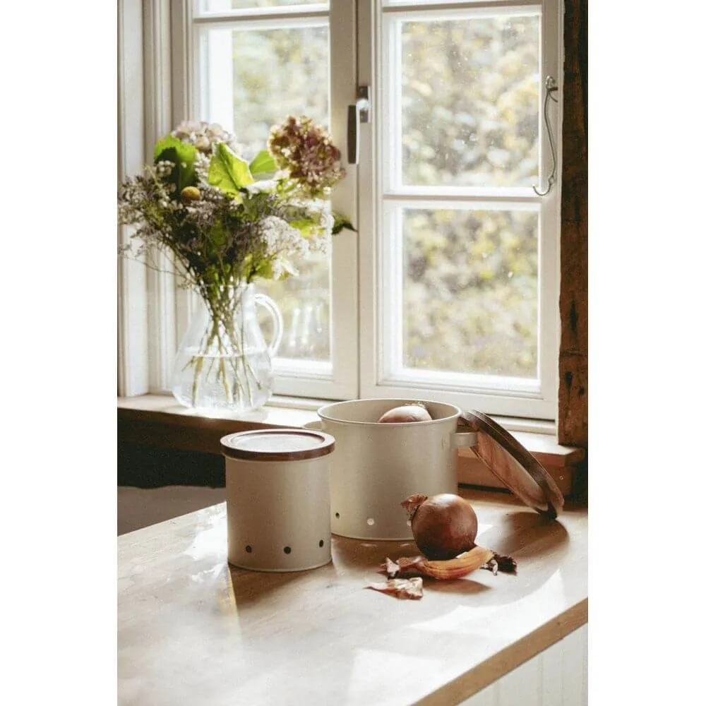 Aria Rustic Vegetable Storage Container Metal and Acacia