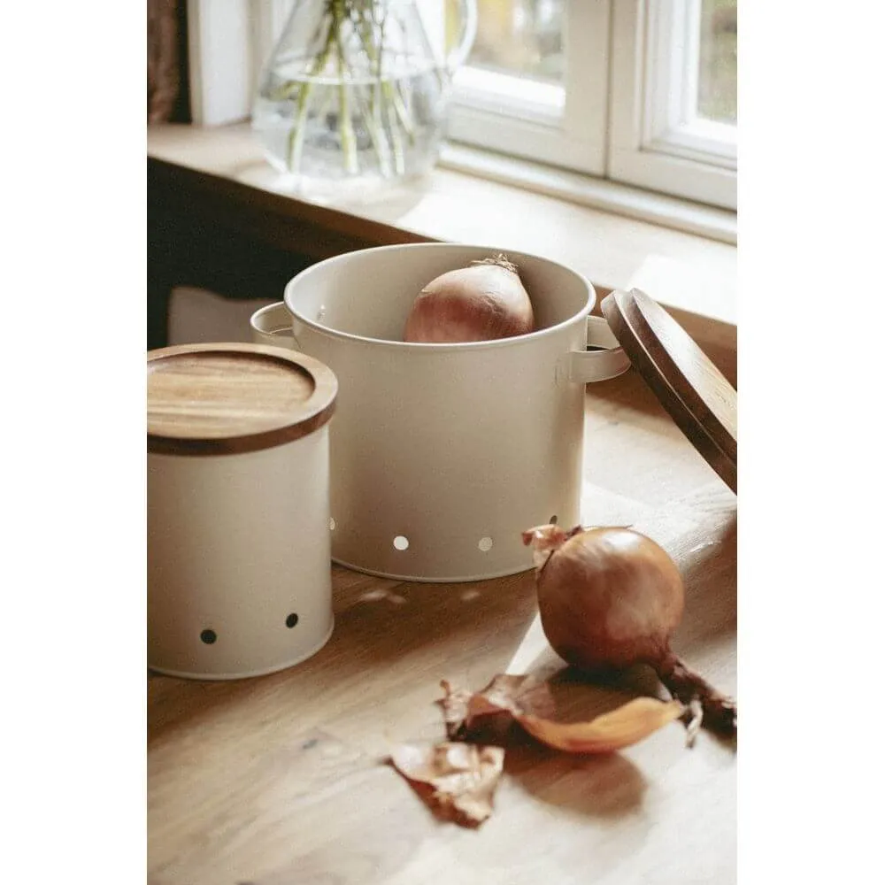 Aria Rustic Vegetable Storage Container Metal and Acacia