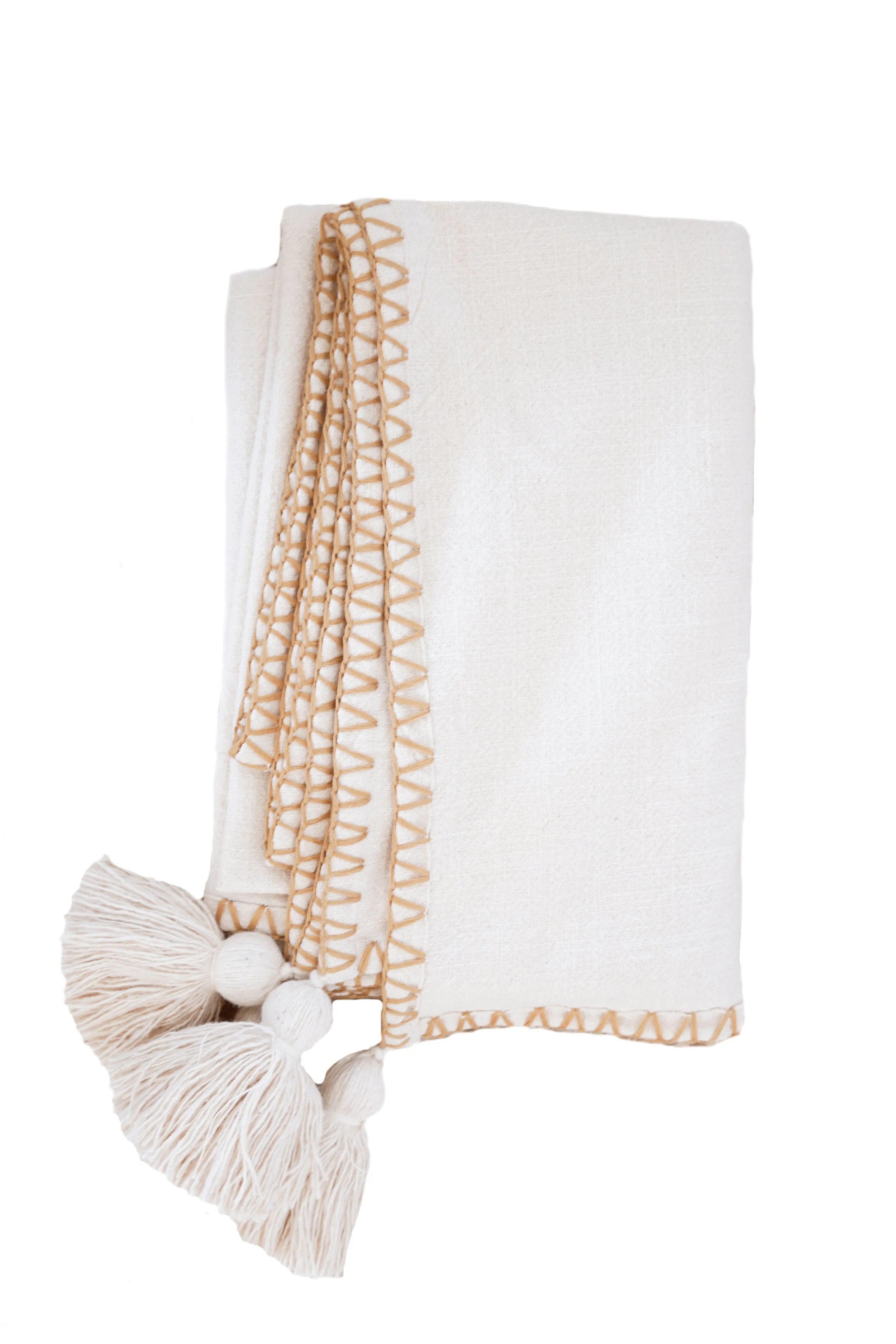 Blanket Stitch Throw with Tassels