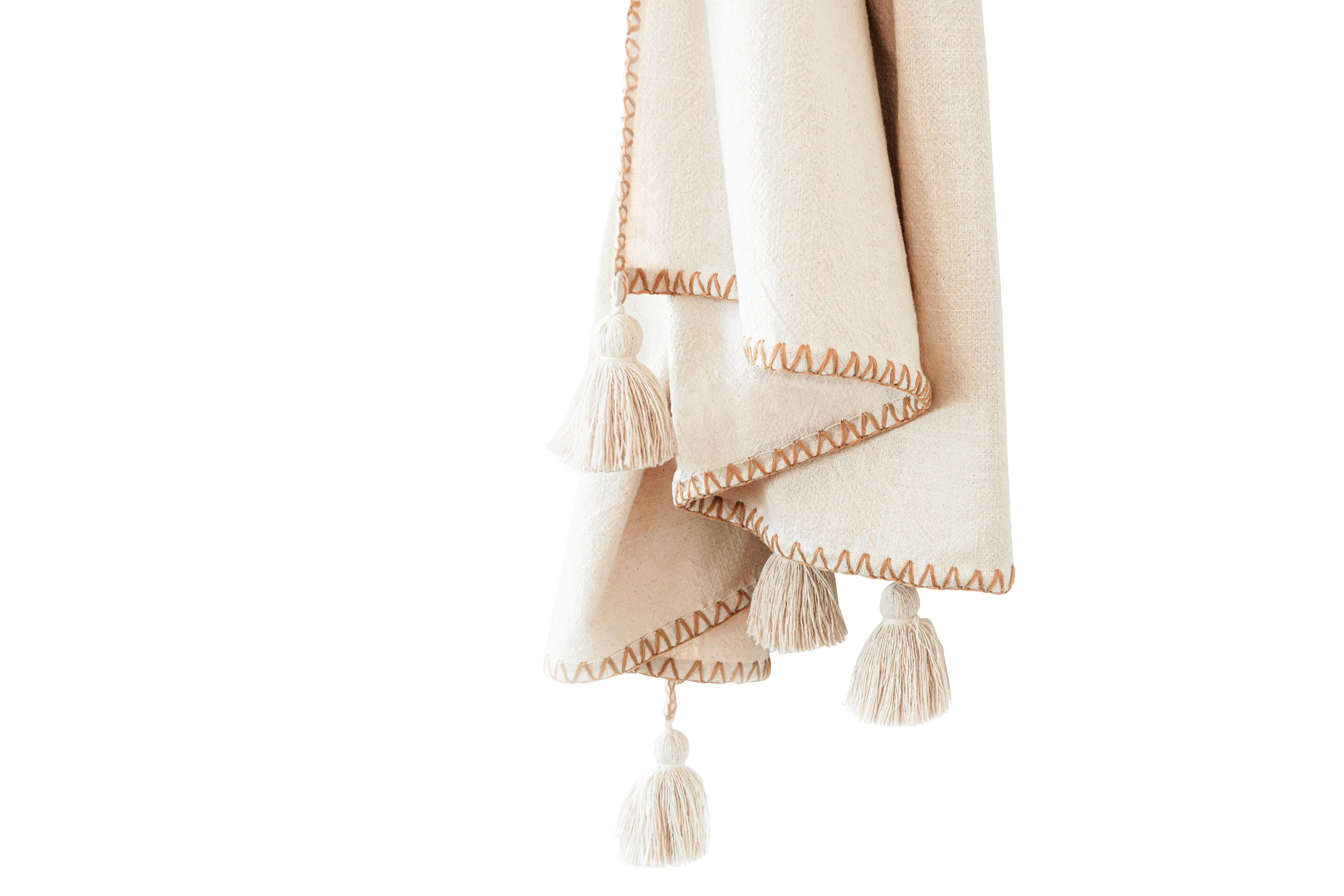 Blanket Stitch Throw with Tassels