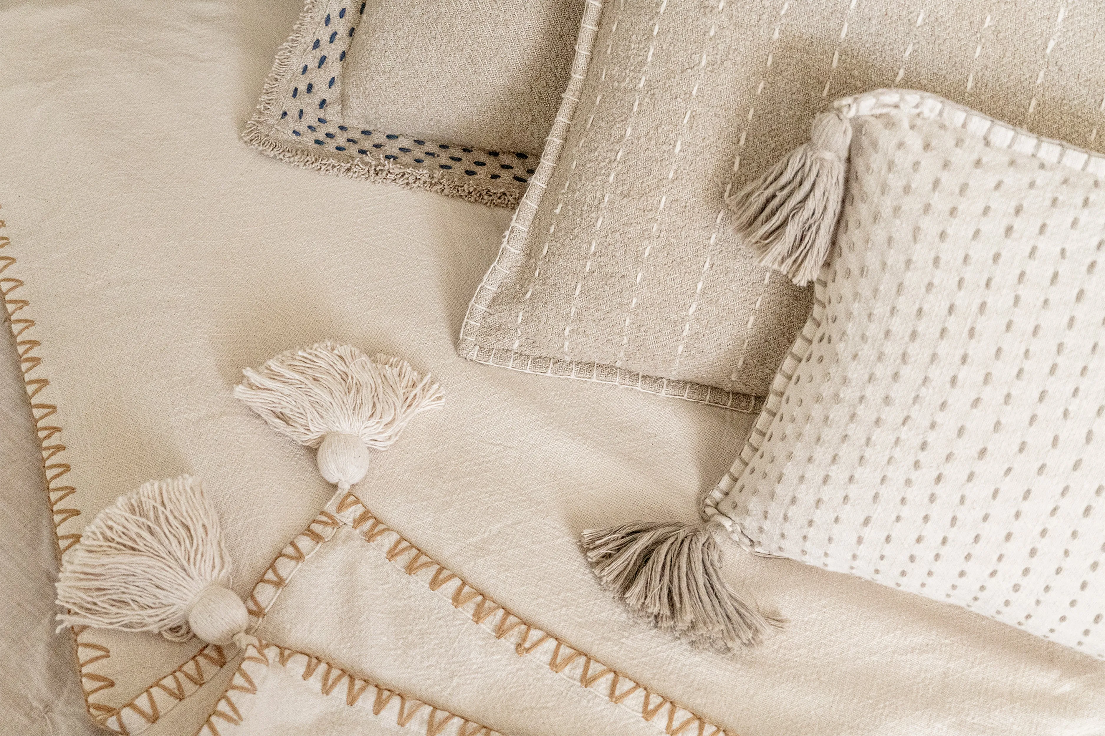 Blanket Stitch Throw with Tassels