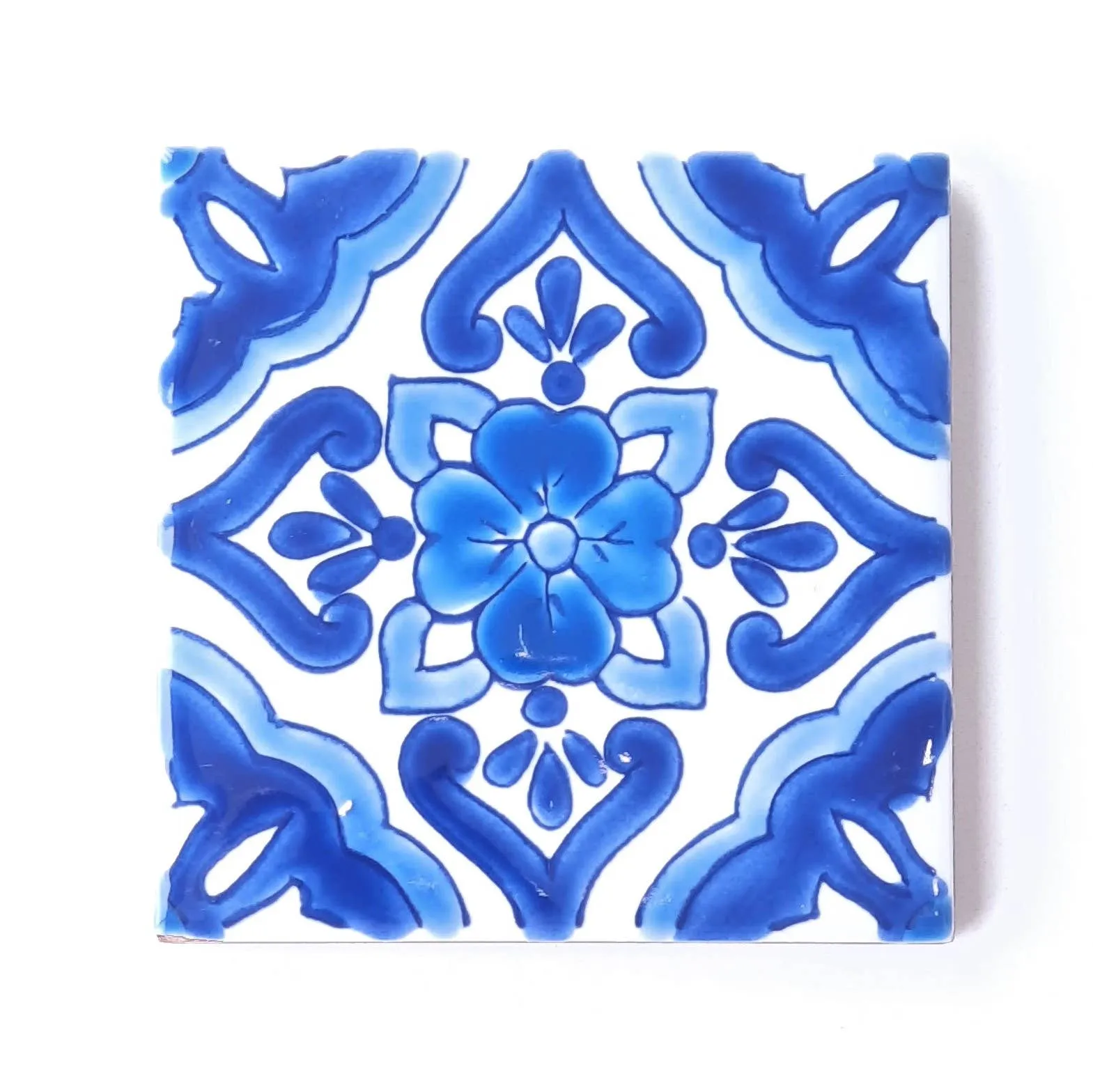 BLUE 5 | Decorative Handpainted Ceramic Tile 4"x4"(10x10cm)