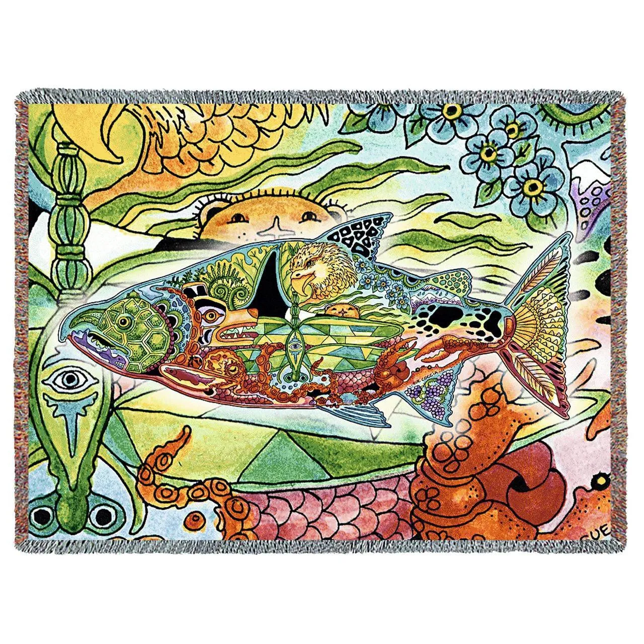 Chinook Woven Cotton Throw Blanket by Sue Coccia©