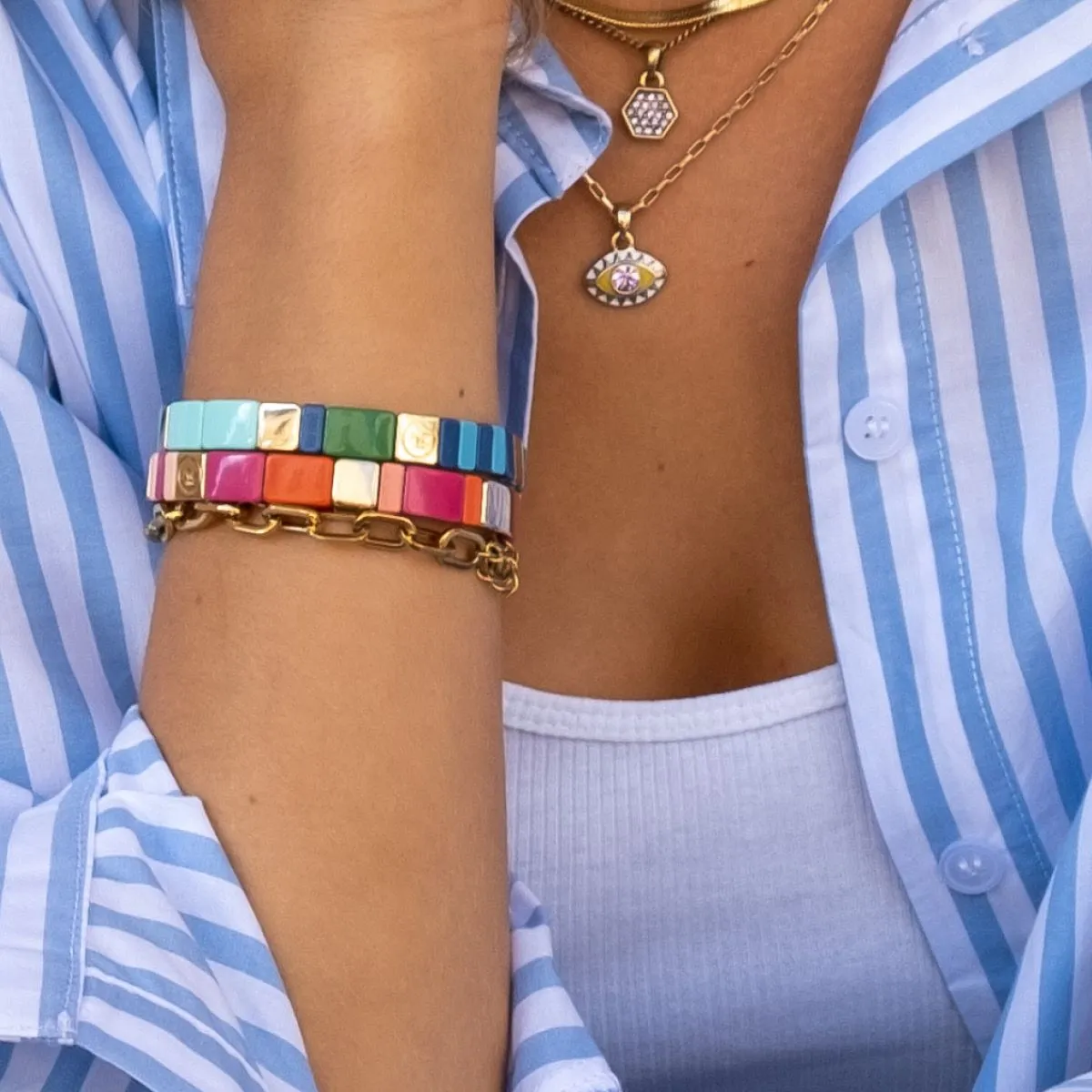 Enamel Tiles Bracelet - Multiple Colours