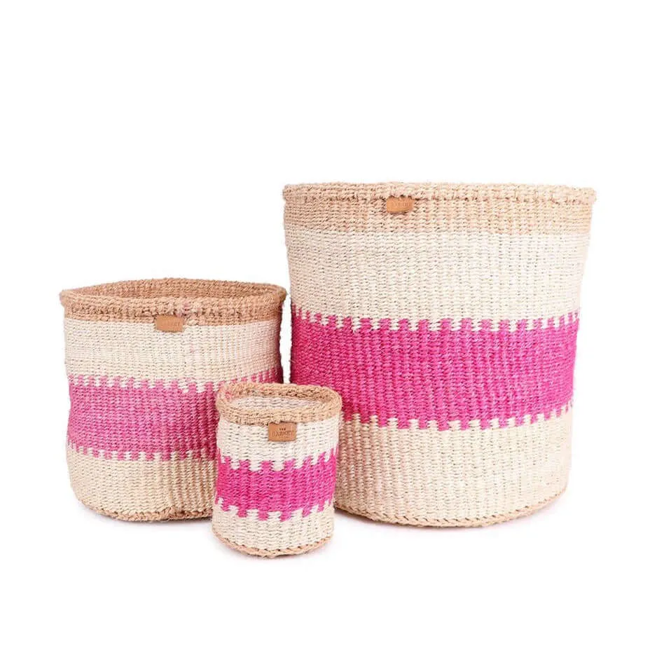 Fluoro Pink and Natural Sisal Basket