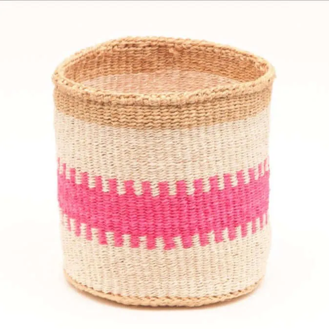 Fluoro Pink and Natural Sisal Basket