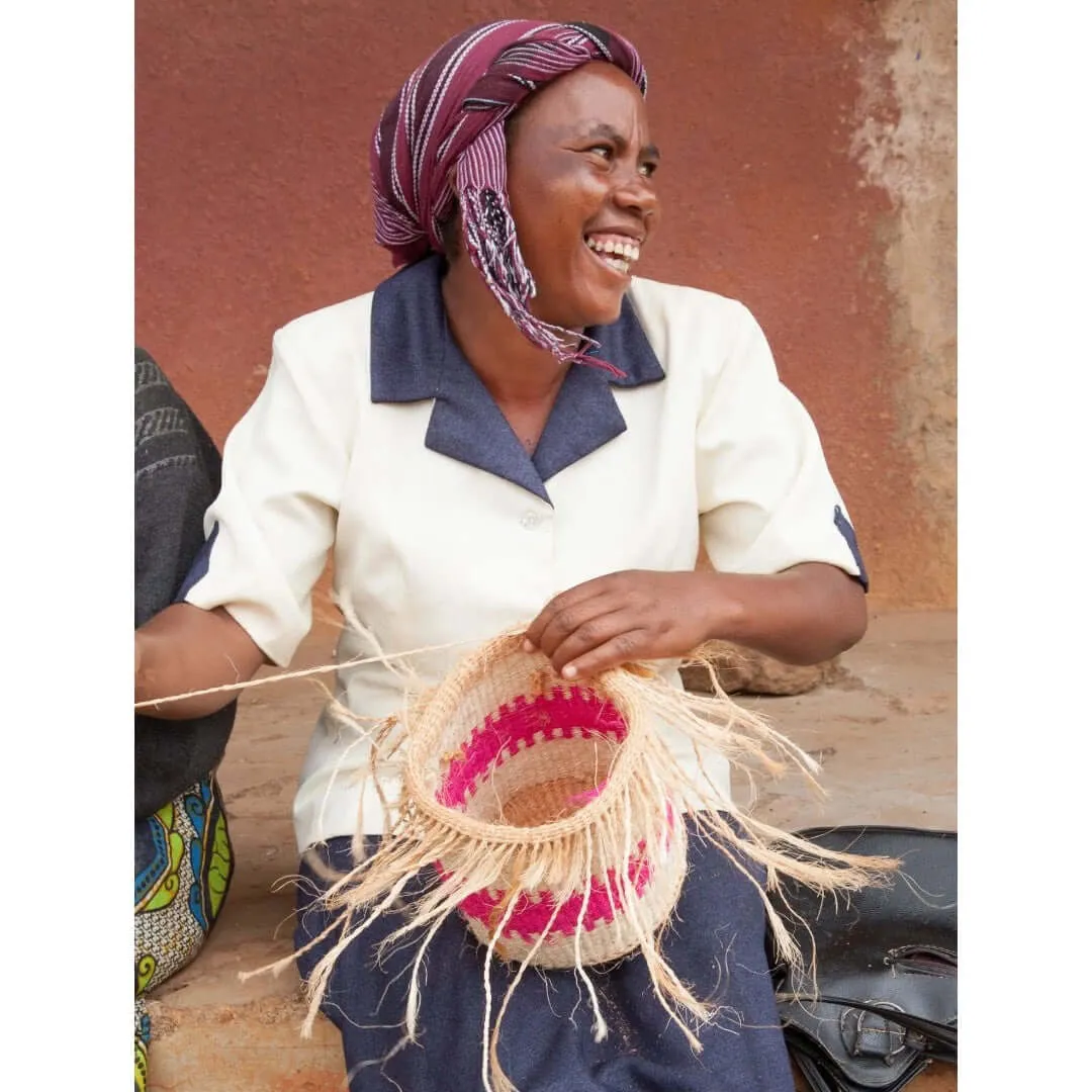 Fluoro Pink and Natural Sisal Basket