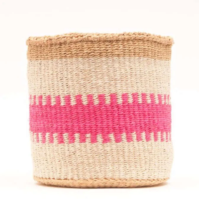 Fluoro Pink and Natural Sisal Basket