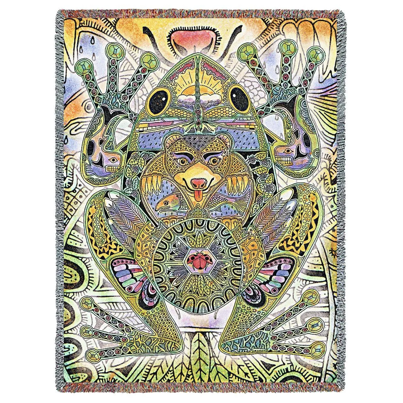 Frog Woven Cotton Throw Blanket by Sue Coccia©