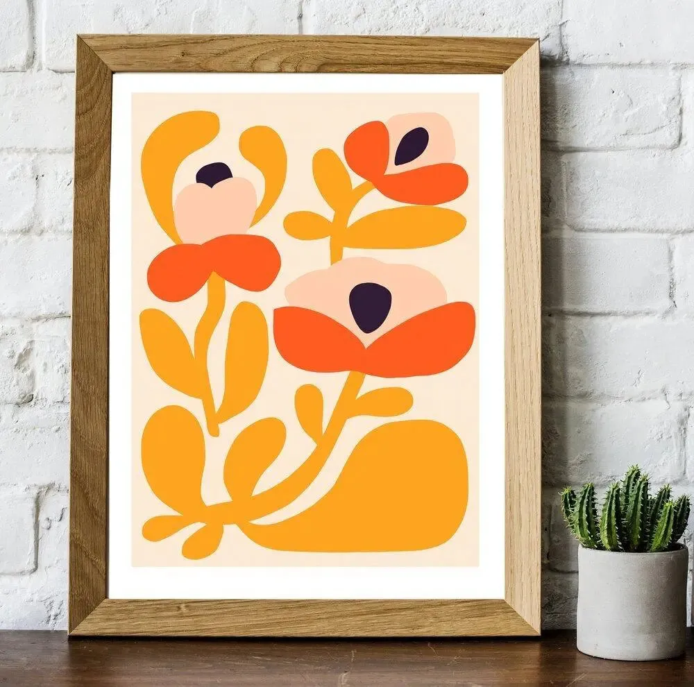 Happy Flowers Modern Art Print