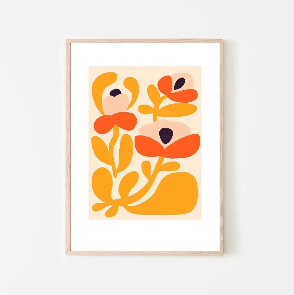 Happy Flowers Modern Art Print