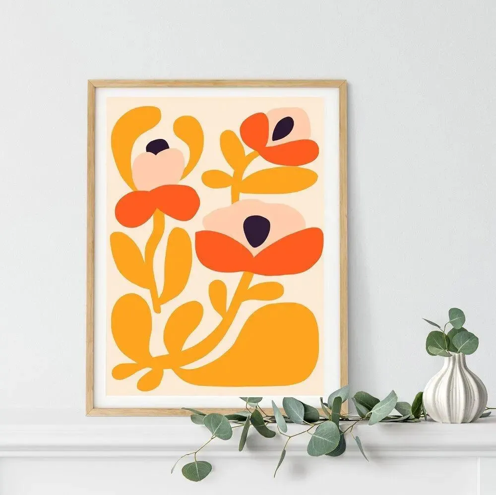 Happy Flowers Modern Art Print