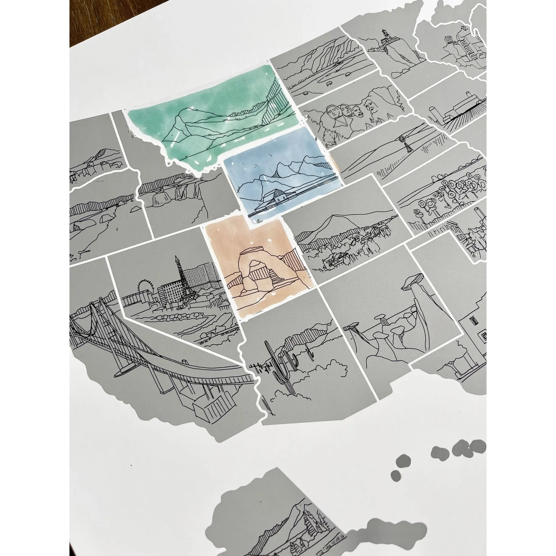 Illustrated US Scratch Off Map