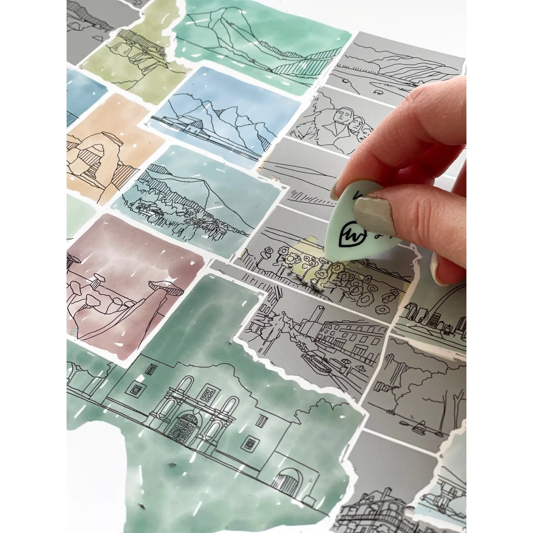 Illustrated US Scratch Off Map