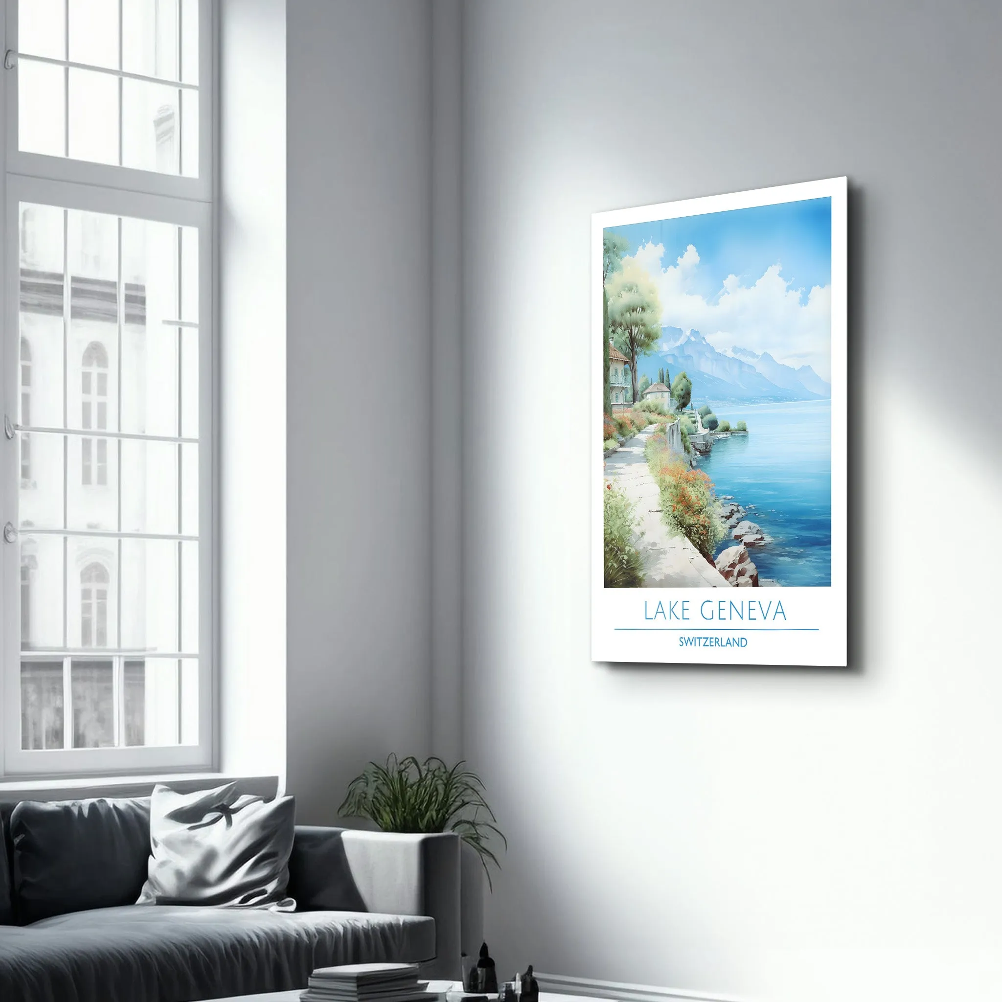 Lake Geneva Switzerland-Travel Posters | Glass Wall Art