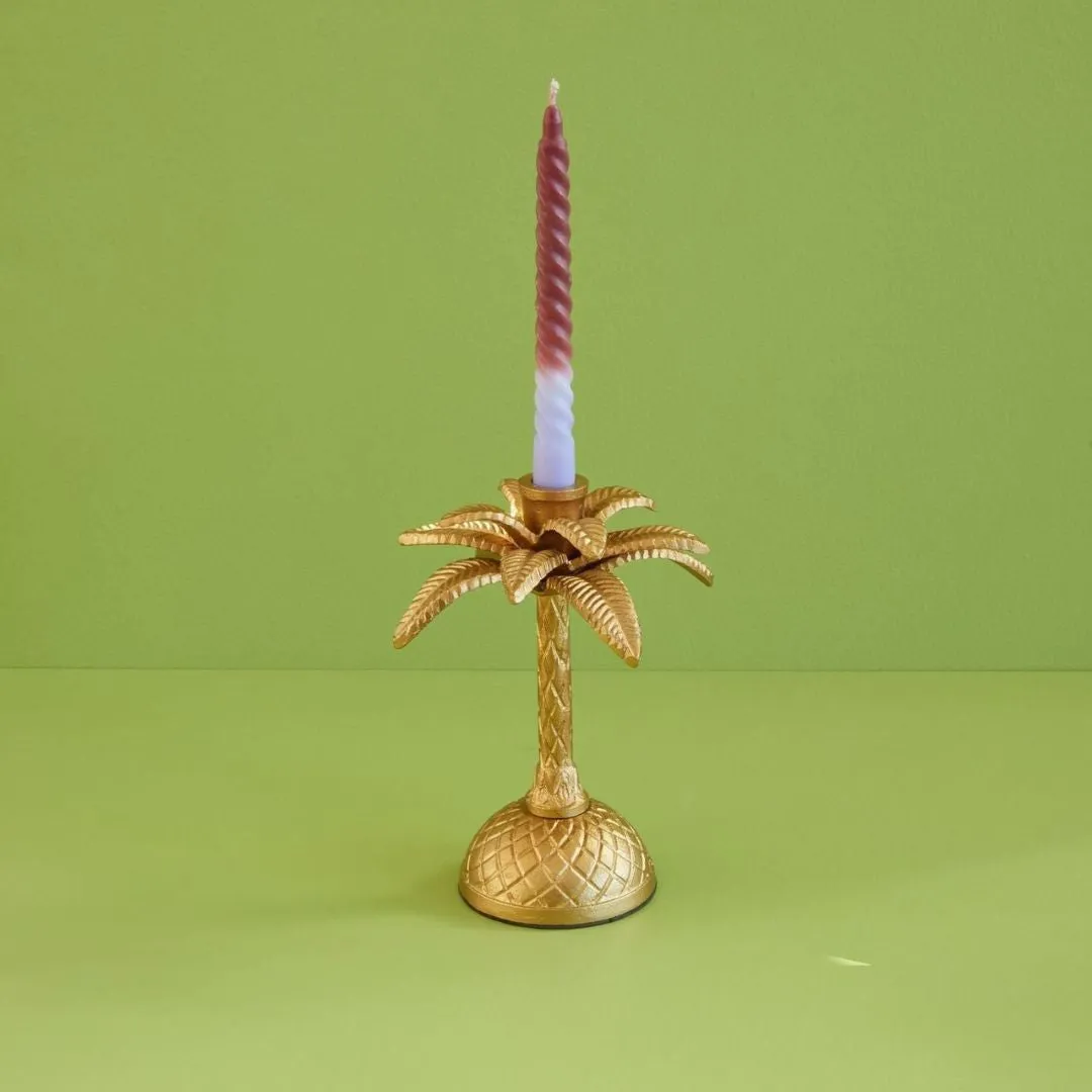 Large Golden Palm Tree Shaped Candle Holder