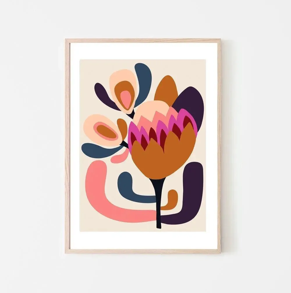 Modern Protea Wall Art Print