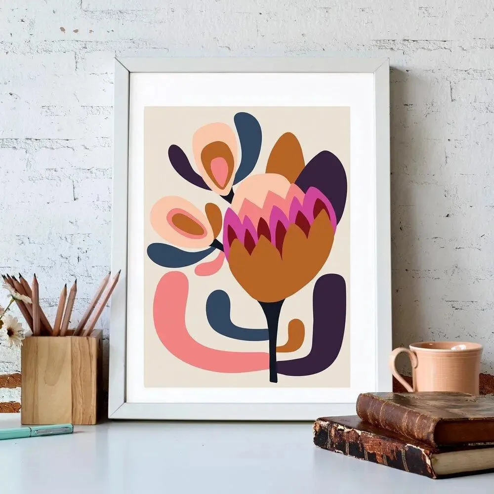 Modern Protea Wall Art Print