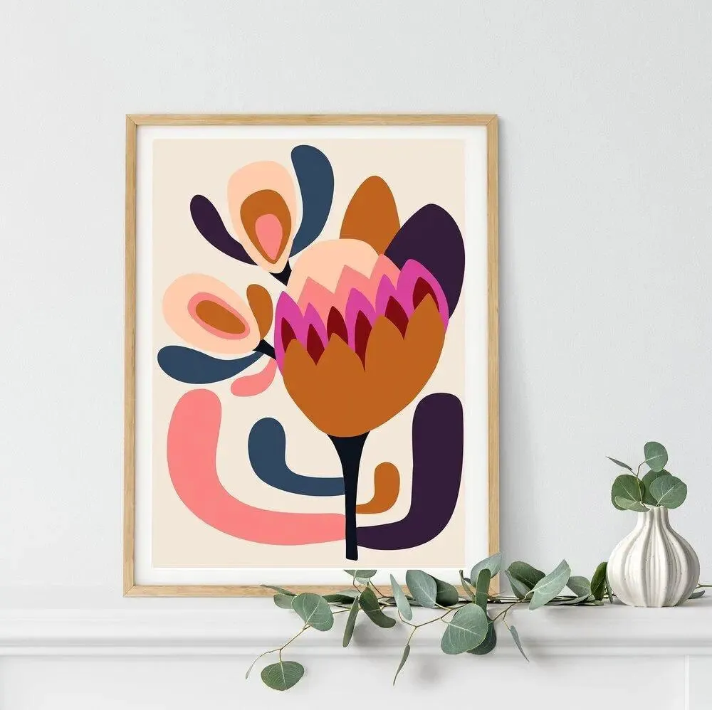 Modern Protea Wall Art Print