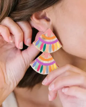 Rainbow Double Tile Earrings