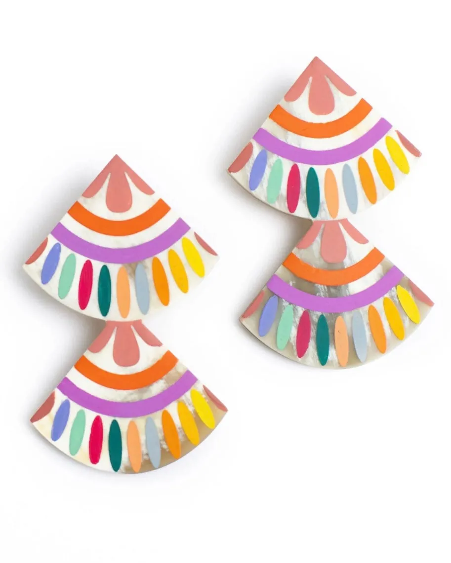 Rainbow Double Tile Earrings