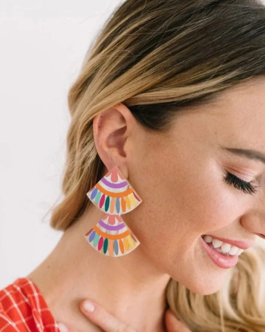 Rainbow Double Tile Earrings