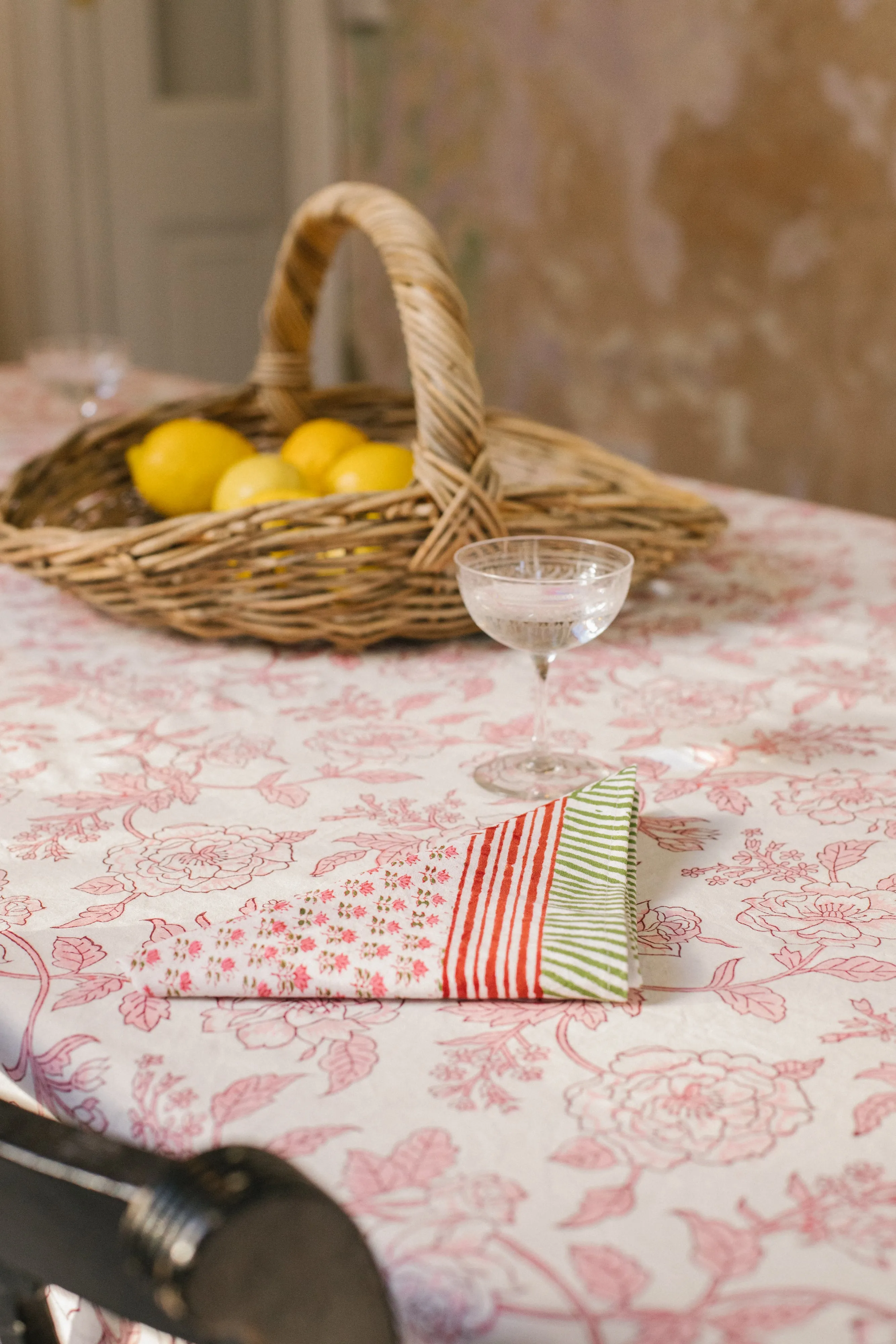Table Cloth in Pink Floral Retro