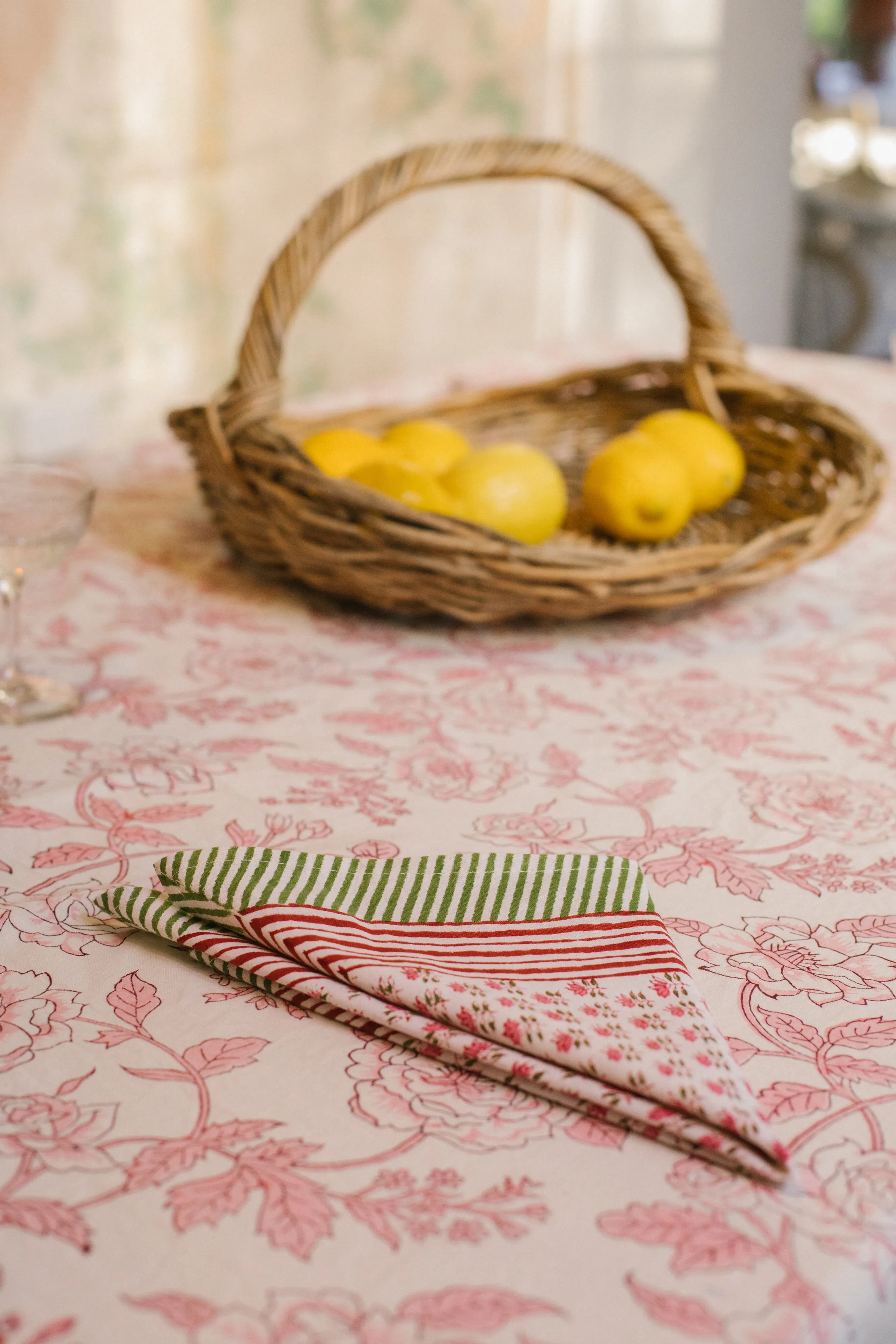 Table Cloth in Pink Floral Retro