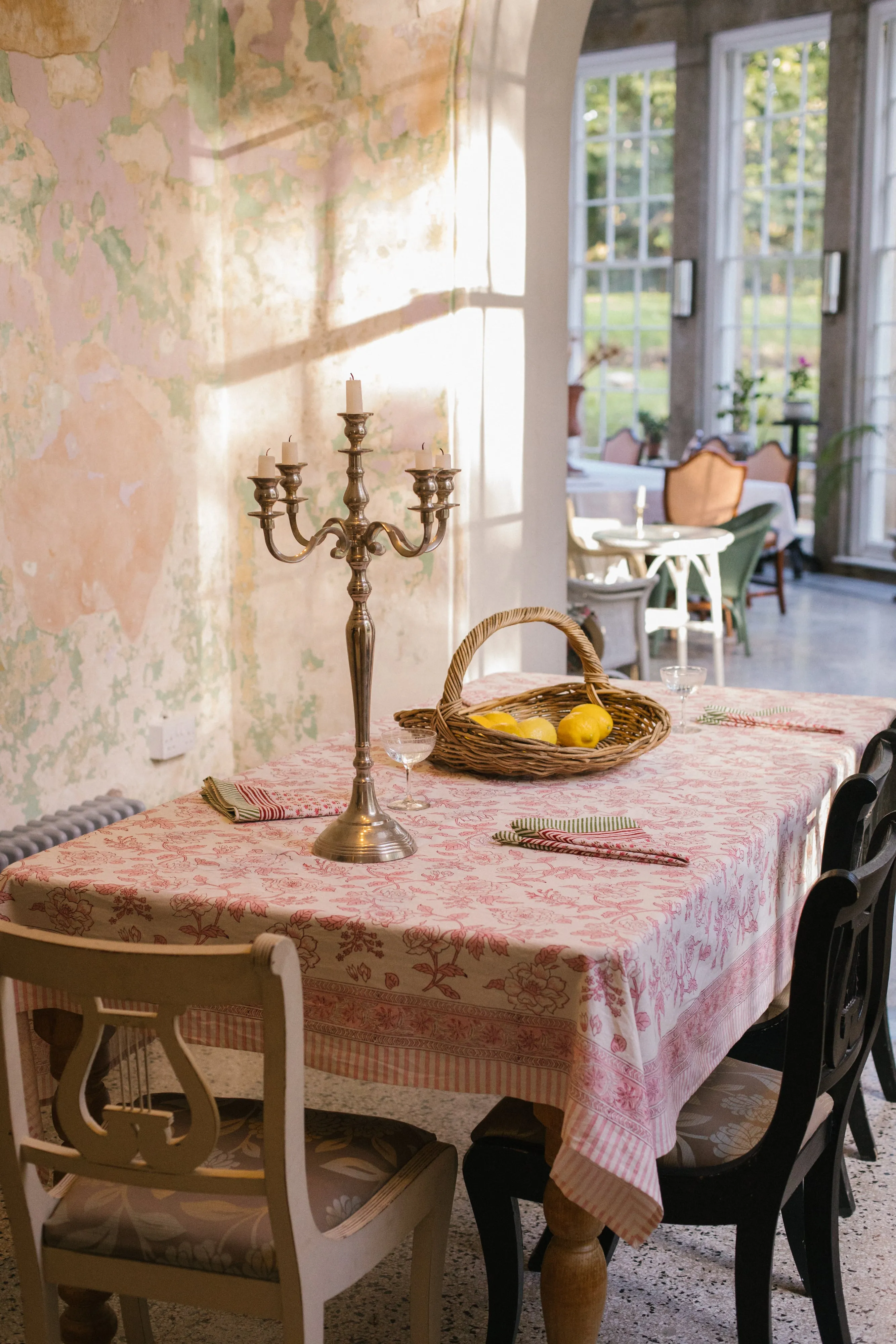 Table Cloth in Pink Floral Retro