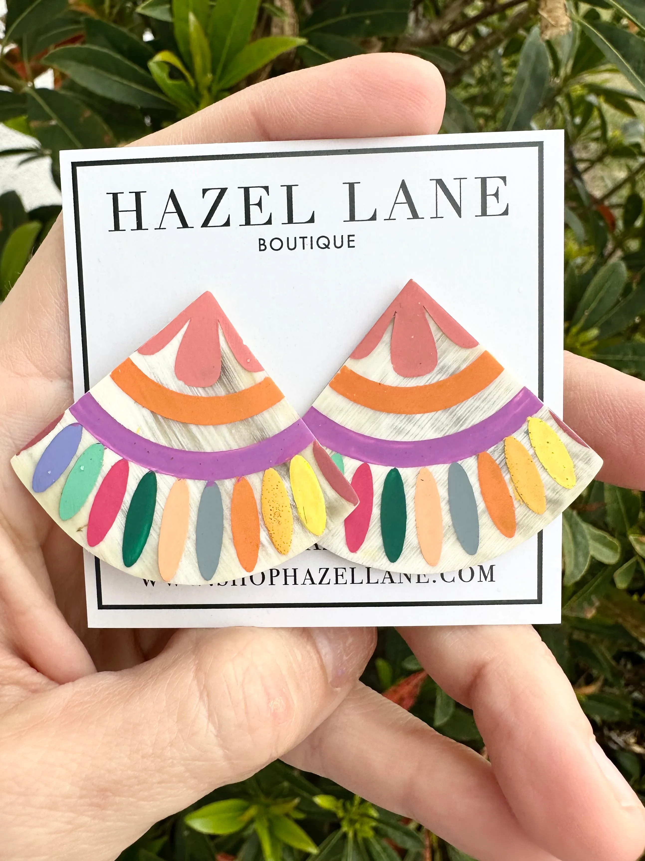 Tile Earrings- Rainbow