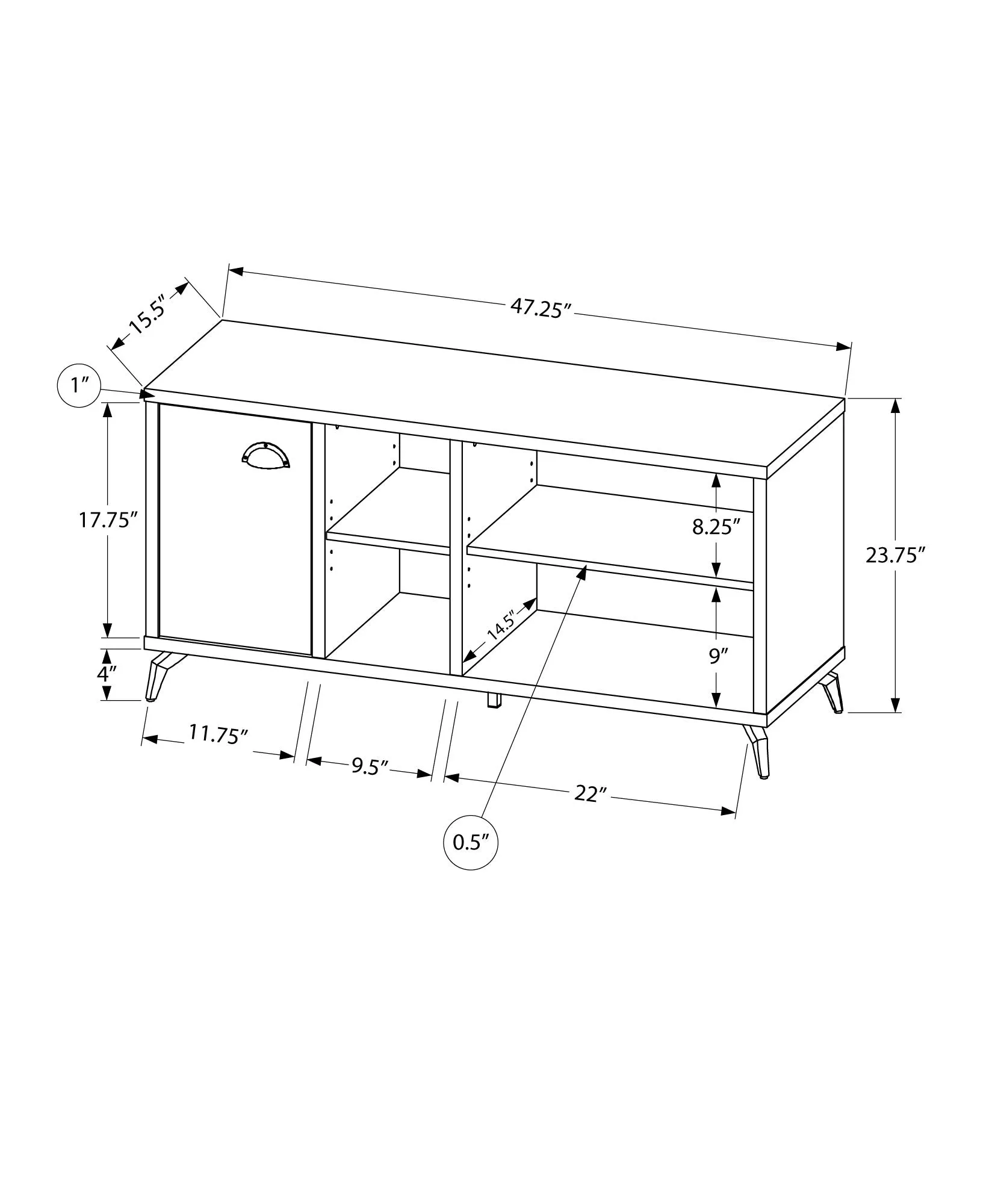 Tv Stand - 48"L / Grey Concrete / Medium Brown Reclaimed