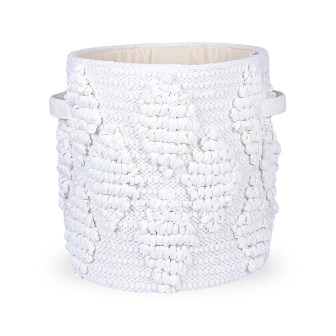 Woven Treasure Medium Round Beige Toy Storage Basket