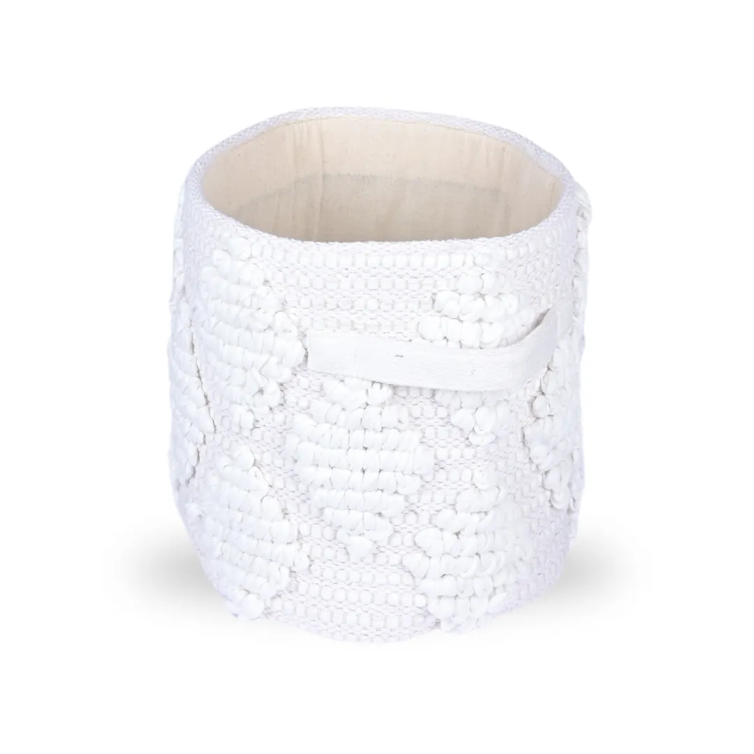 Woven Treasure Small Round Beige Toy Storage Basket