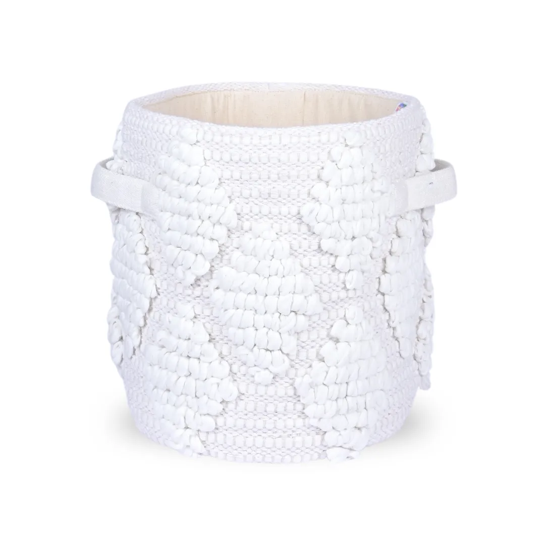 Woven Treasure Small Round Beige Toy Storage Basket