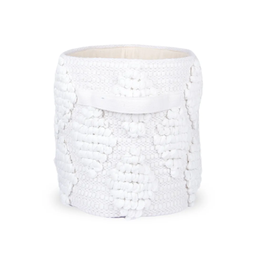 Woven Treasure Small Round Beige Toy Storage Basket